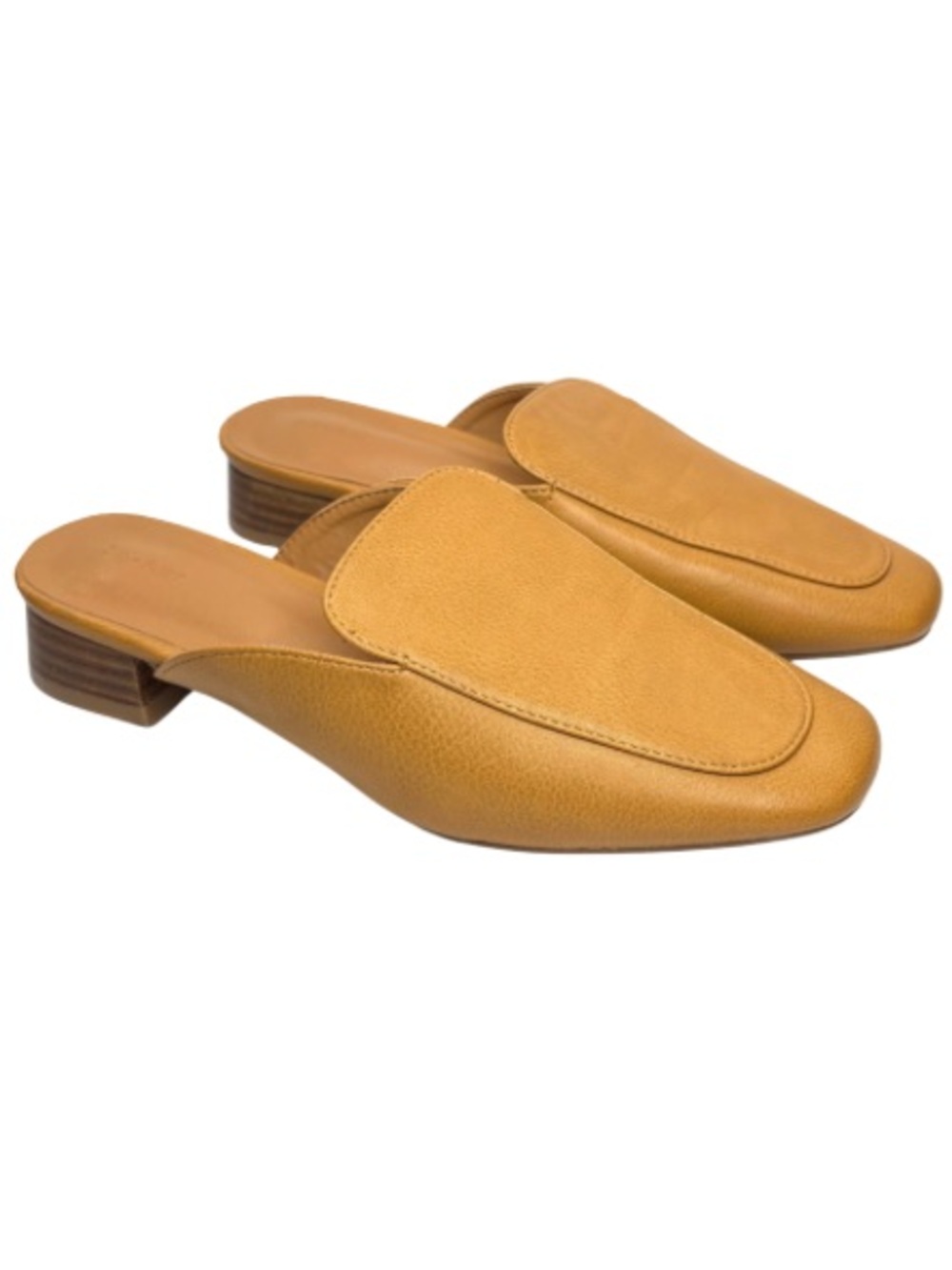 OAK + FORT Tan Leather Slides | 6